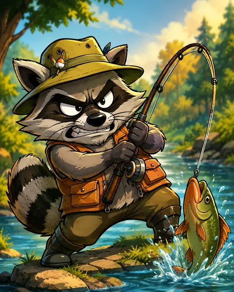 Fishing Raccoon – visuel du jeu (illustration)